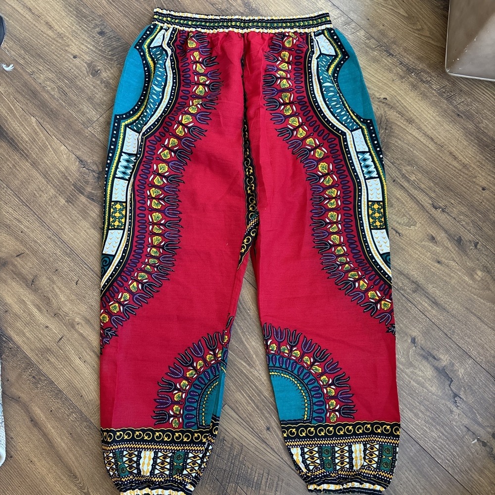 Dashiki Pants African TribalCotton Aladdin Yoga Harem Unisex One SZ ‎ 30" Waist